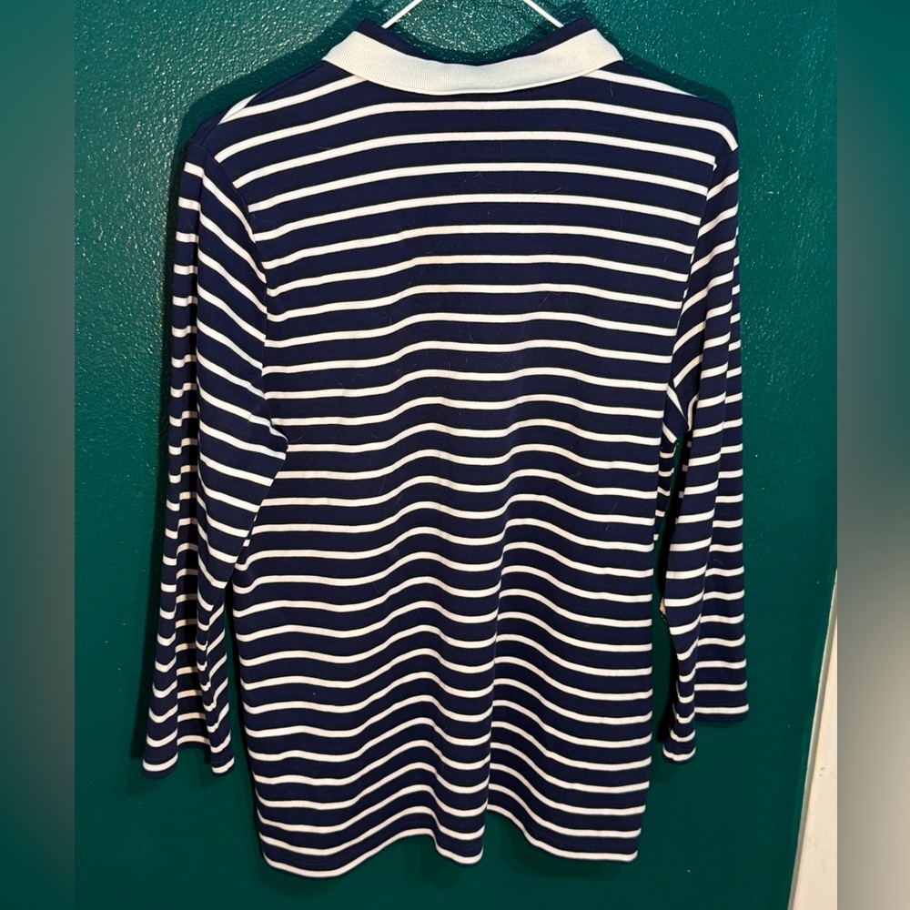 Navy and White Striped Long Sleeve Shirt